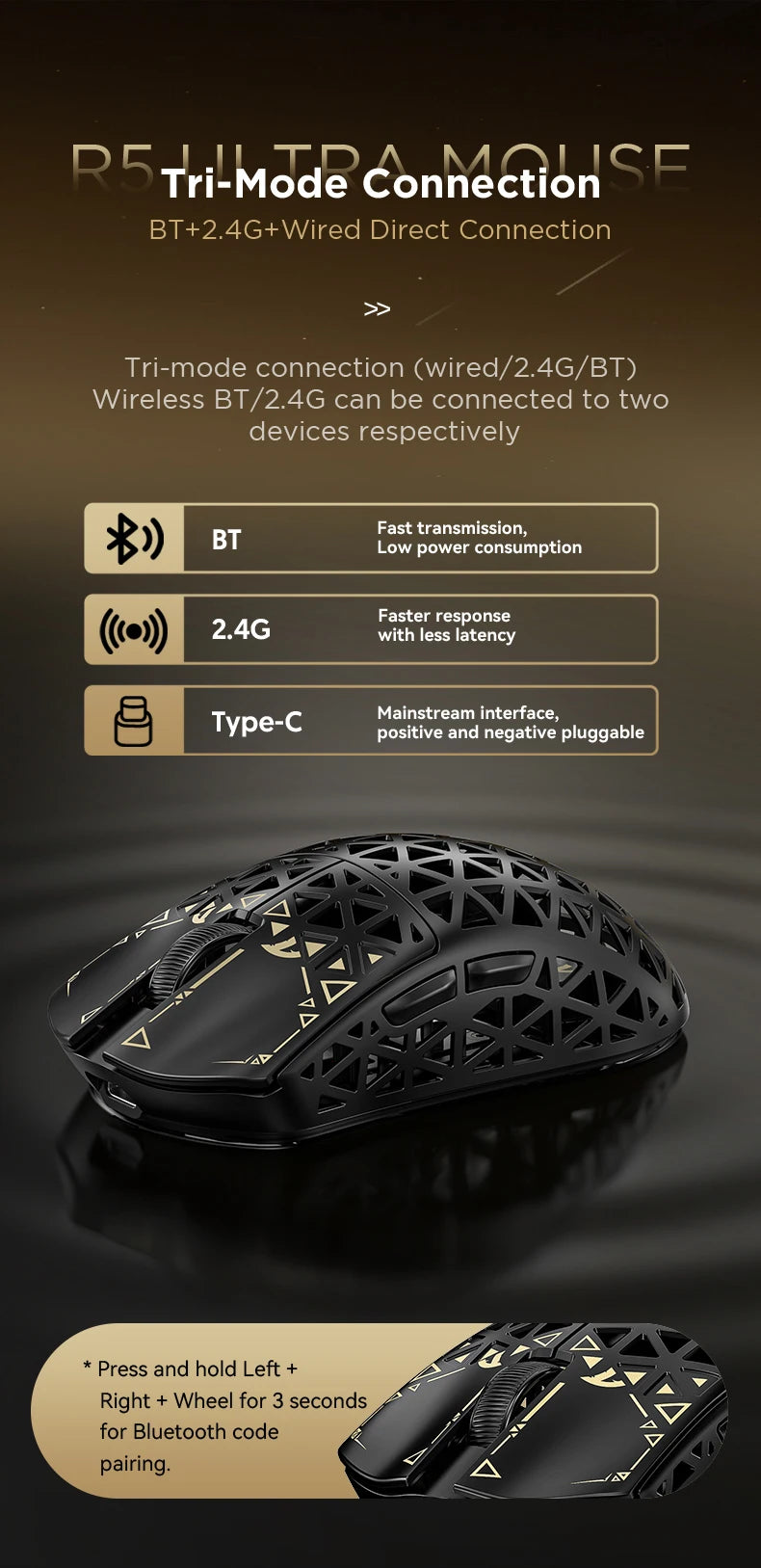 Attack Shark R5 Carbon Fiber Wireless Gaming Mouse