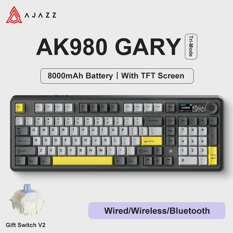 Ajazz AK980 Gaming Mechanical Keyboard with Color Screen