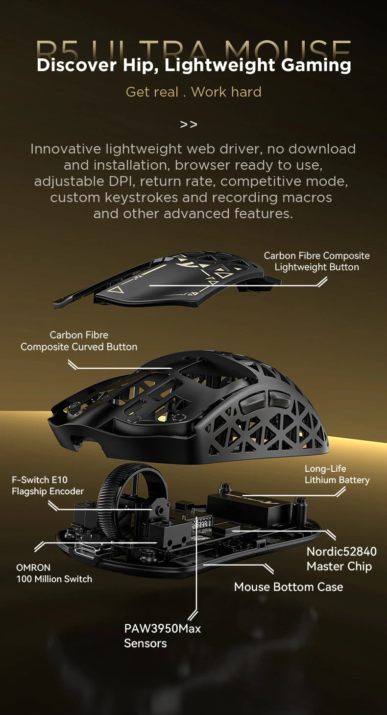 Attack Shark R5 Carbon Fiber Wireless Gaming Mouse