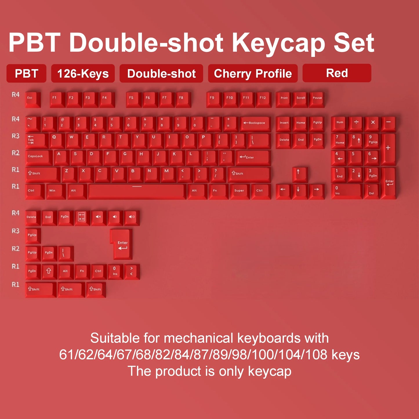 11 Colors PBT Keycaps 126 Keys Cherry Profile