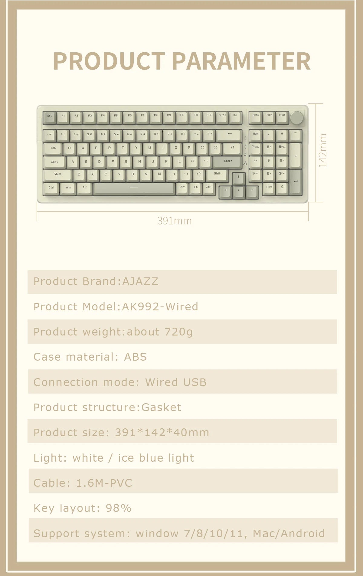 Ajazz AK992 Wired Mechanical Keyboard