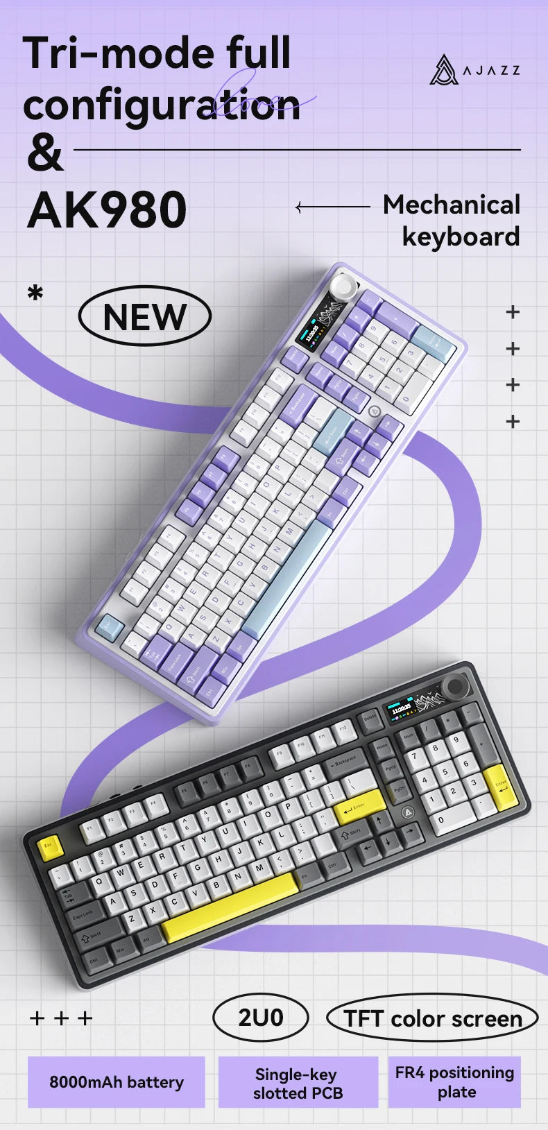 Ajazz AK980 Gaming Mechanical Keyboard with Color Screen