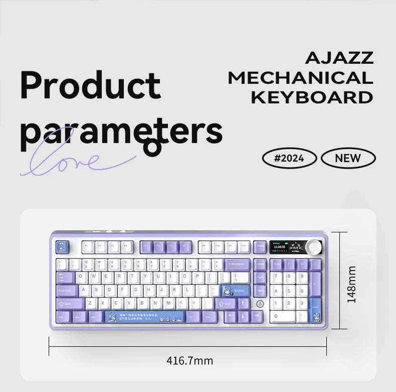 Ajazz AK980 Gaming Mechanical Keyboard with Color Screen