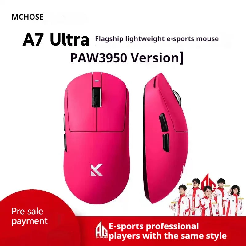 MCHOSE A7 Ultra Lightweight Wireless Bluetooth Mouse for Gaming And Office 3-Mode Professional Electronic Laptop Mouse Paw3395