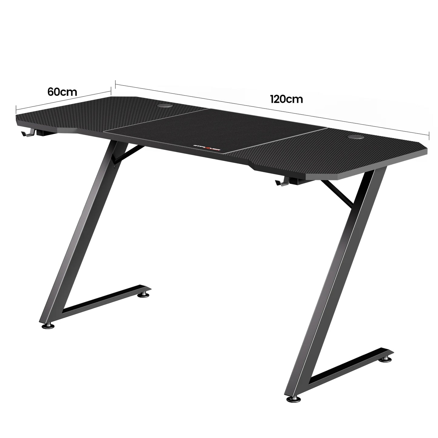 Gaming table 120x60cm with Carbon Fiber Surface/LED/Socket