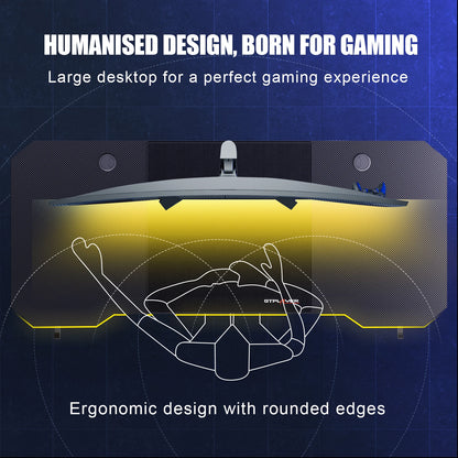 Gaming table 120x60cm with Carbon Fiber Surface/LED/Socket