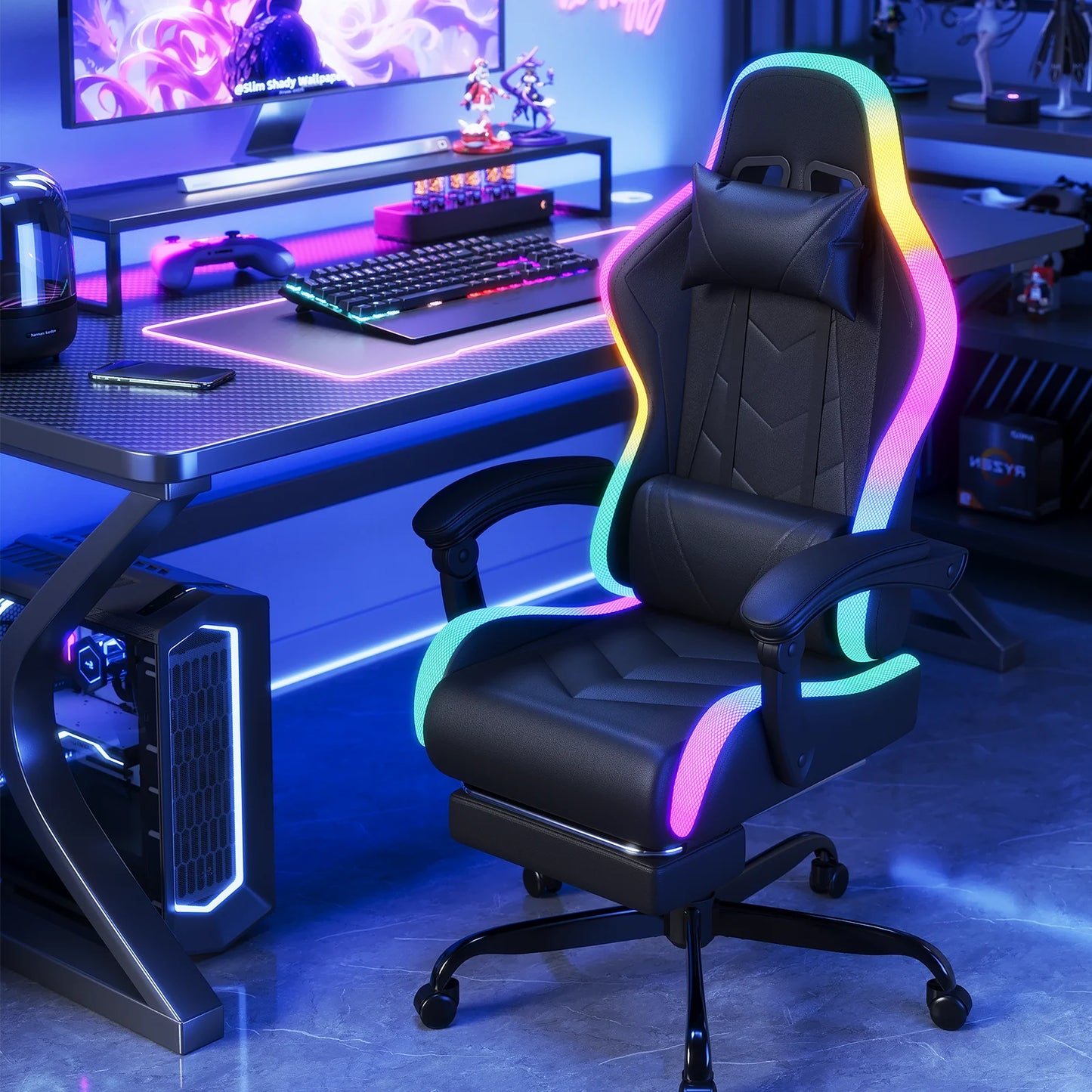 HOMALL Fabric Gaming Chair with LED