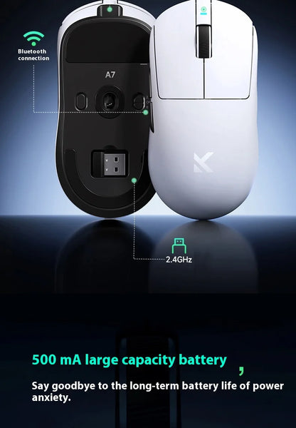 MCHOSE A7 Ultra Lightweight Wireless Bluetooth Mouse for Gaming And Office 3-Mode Professional Electronic Laptop Mouse Paw3395