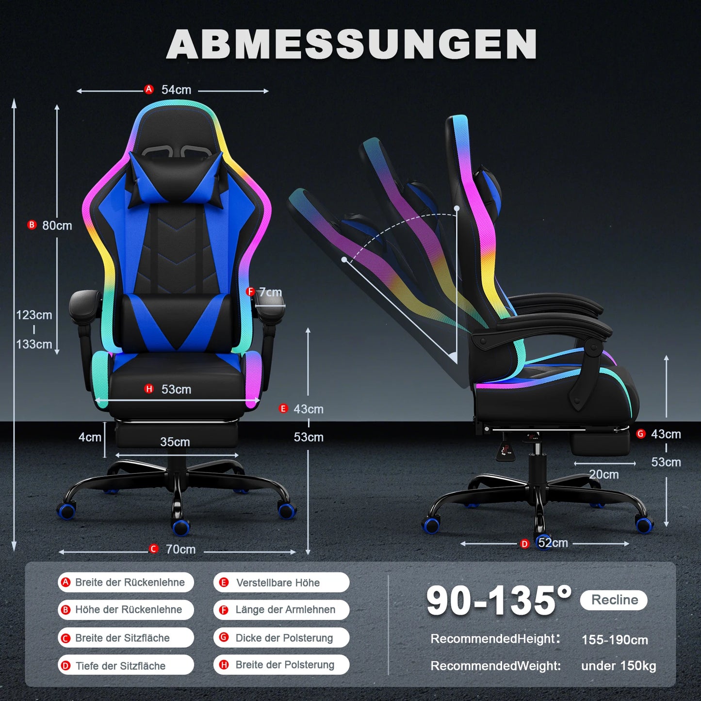 HOMALL Fabric Gaming Chair with LED