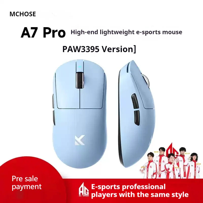MCHOSE A7 Ultra Lightweight Wireless Bluetooth Mouse for Gaming And Office 3-Mode Professional Electronic Laptop Mouse Paw3395