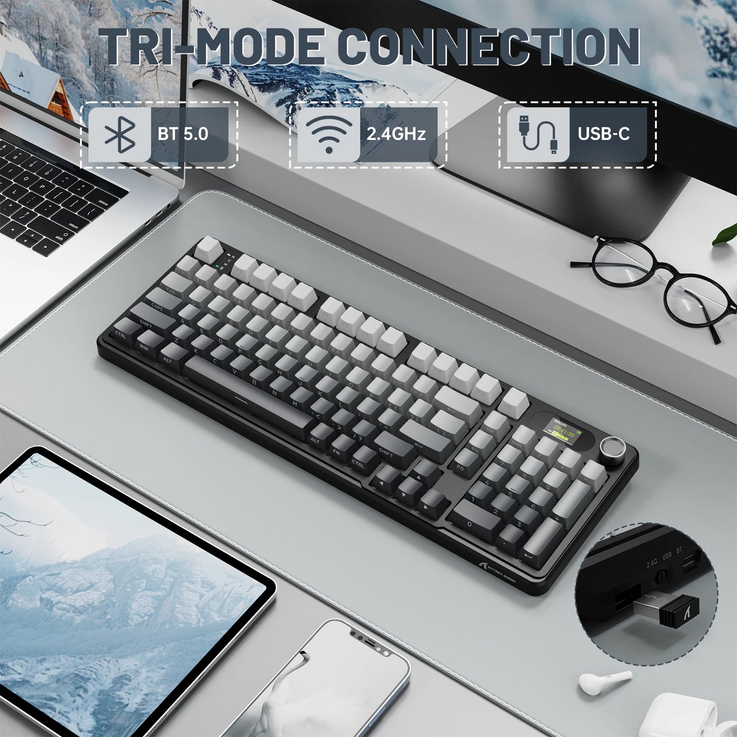 ATTACK SHARK Tri-mode Gasket Mechanical Keyboard