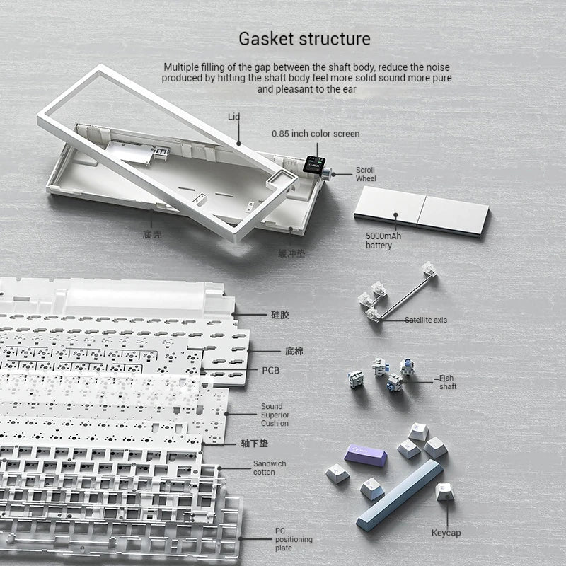 Ajazz Ak650 Tri-Mode Mechanical Keyboard With 0.85'' Tft Screen