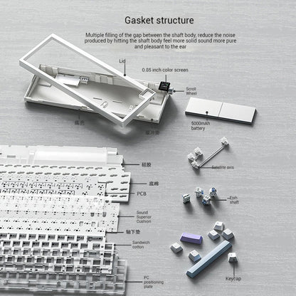 Ajazz Ak650 Tri-Mode Mechanical Keyboard With 0.85'' Tft Screen