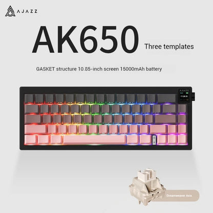 Ajazz Ak650 Tri-Mode Mechanical Keyboard With 0.85'' Tft Screen