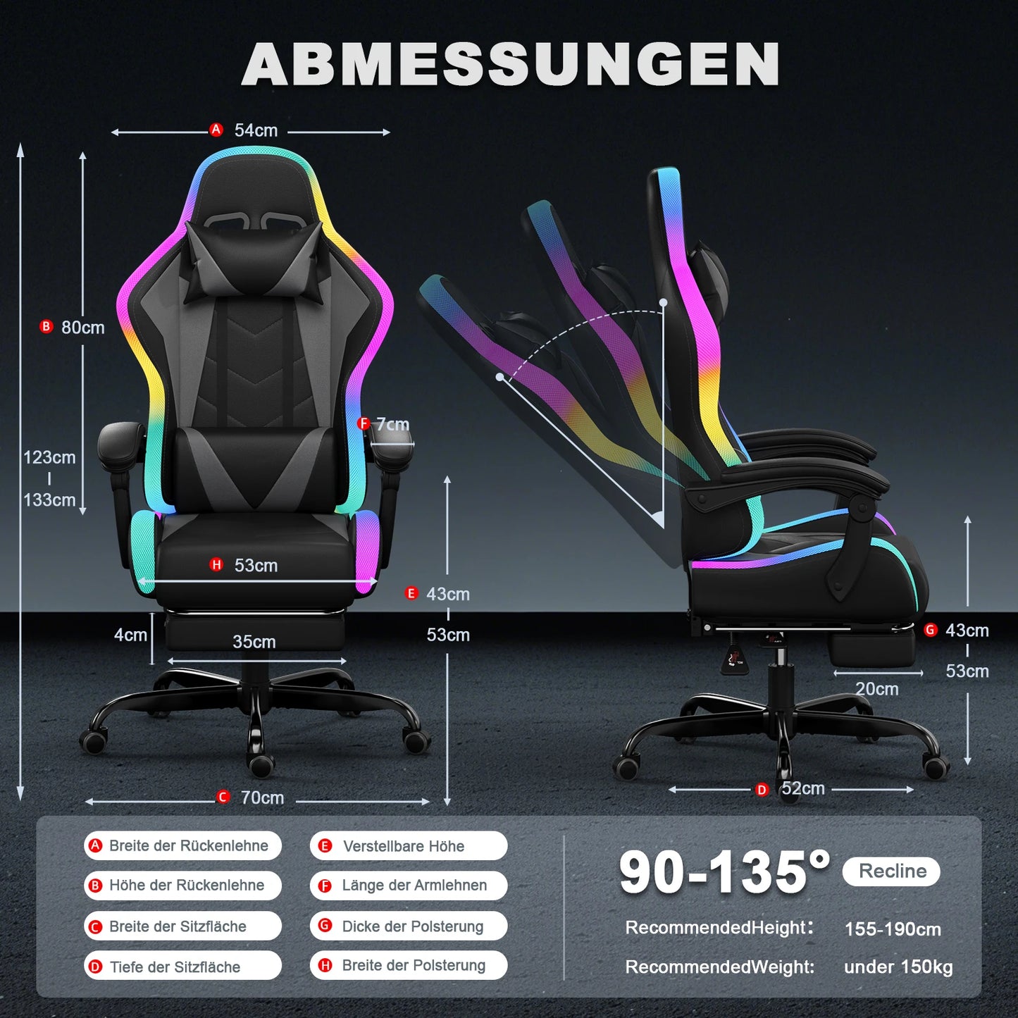 HOMALL Fabric Gaming Chair with LED