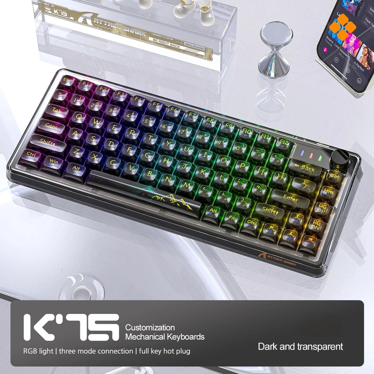 Attack Shark Transparent Custom Mechanical Keyboard