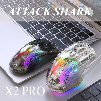 RGB Transparent Wireless Mouse with Magnetic Charging Dock