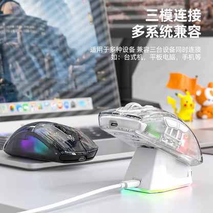 RGB Transparent Wireless Mouse with Magnetic Charging Dock