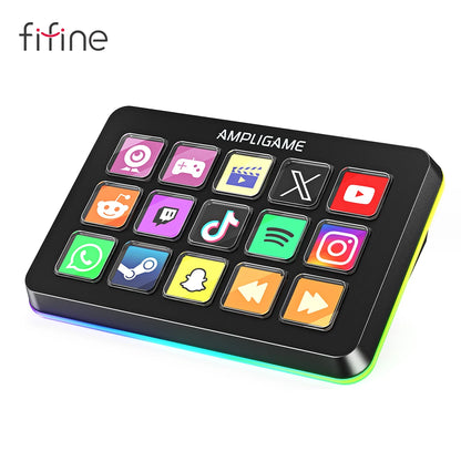 FIFINE Mini Keyboard with 15 Customizable Macro Buttons