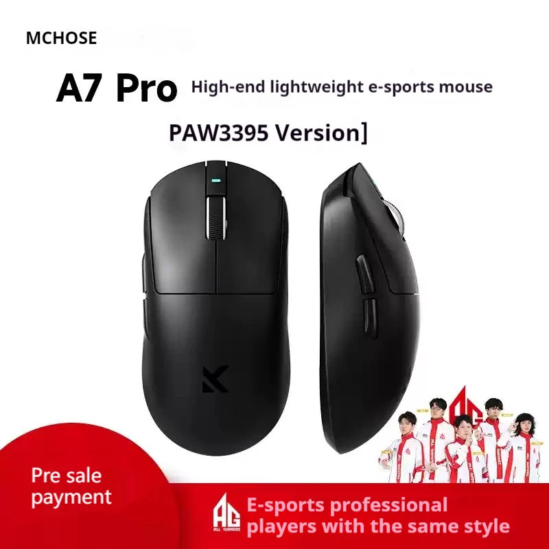 MCHOSE A7 Ultra Lightweight Wireless Bluetooth Mouse for Gaming And Office 3-Mode Professional Electronic Laptop Mouse Paw3395