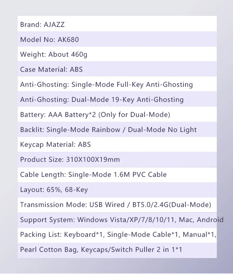 AJAZZ AK680 Gaming Mechanical Keyboard