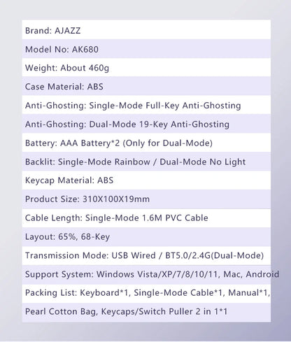 AJAZZ AK680 Gaming Mechanical Keyboard