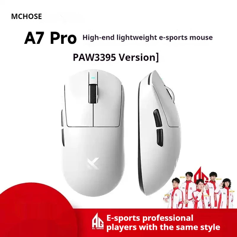 MCHOSE A7 Ultra Lightweight Wireless Bluetooth Mouse for Gaming And Office 3-Mode Professional Electronic Laptop Mouse Paw3395