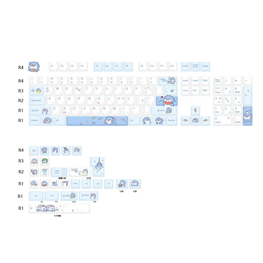Cute Shark Theme Keycaps Cherry Profile