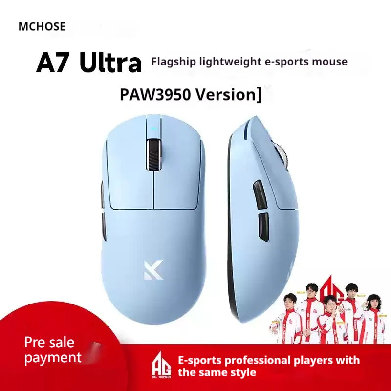 MCHOSE A7 Ultra Lightweight Wireless Bluetooth Mouse for Gaming And Office 3-Mode Professional Electronic Laptop Mouse Paw3395