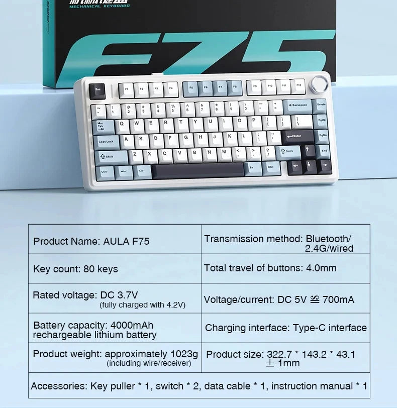 AULA F75 Wireless Gaming Mechanical Keyboard