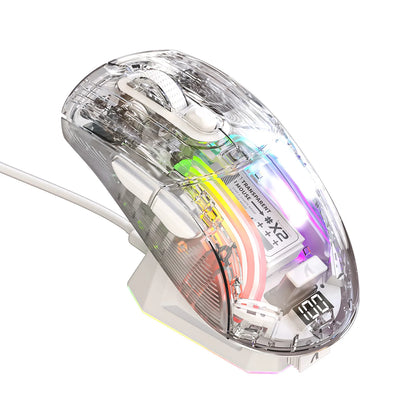 RGB Transparent Wireless Mouse with Magnetic Charging Dock