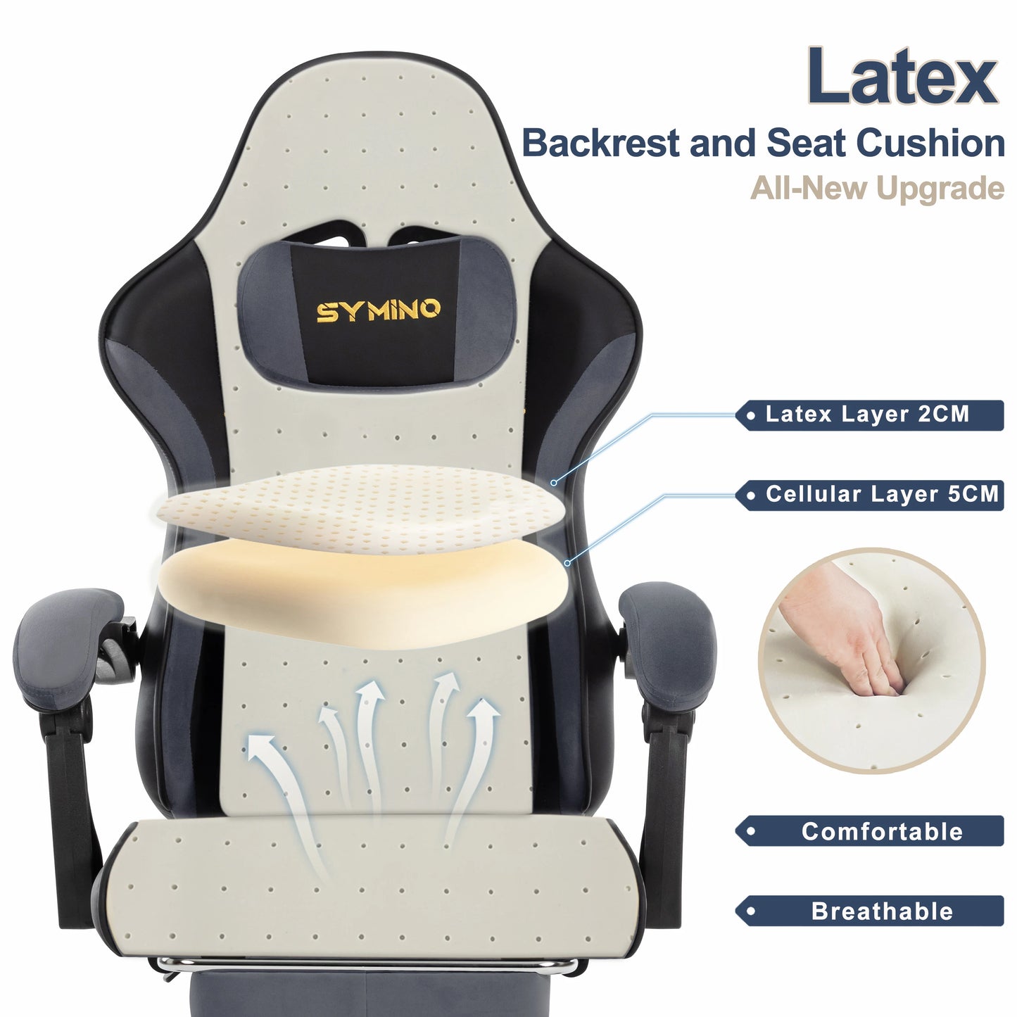 SYMINO Latex Cushion Ergonomic Gaming Chair
