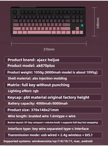 AJAZZ AK870 Plus Wireless Mechanical Keyboard