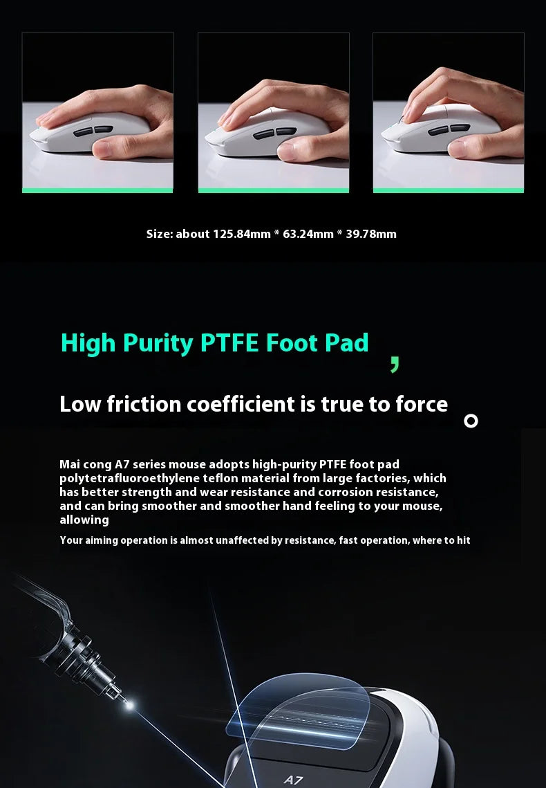MCHOSE A7 Ultra Lightweight Wireless Bluetooth Mouse for Gaming And Office 3-Mode Professional Electronic Laptop Mouse Paw3395