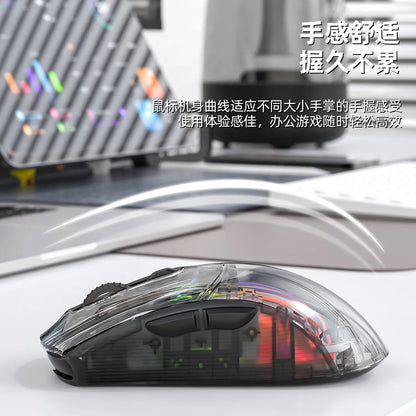 RGB Transparent Wireless Mouse with Magnetic Charging Dock
