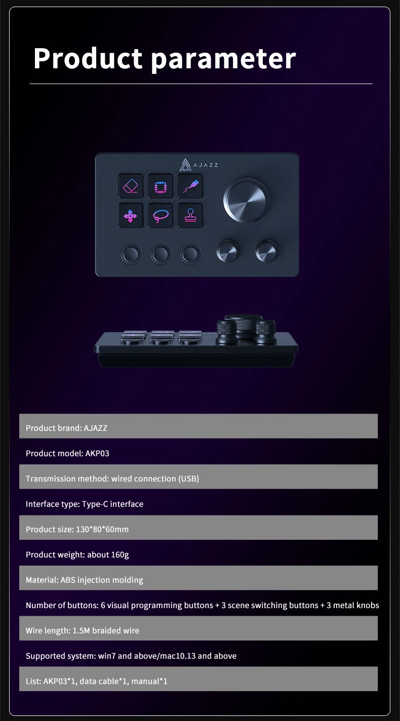 Ajazz  AKP03E Programmable Macro Keyboard 12 Keys