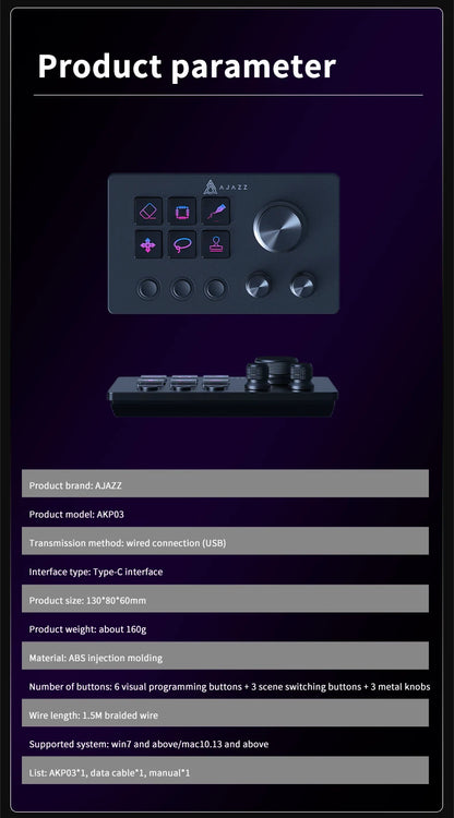 Ajazz  AKP03E Programmable Macro Keyboard 12 Keys