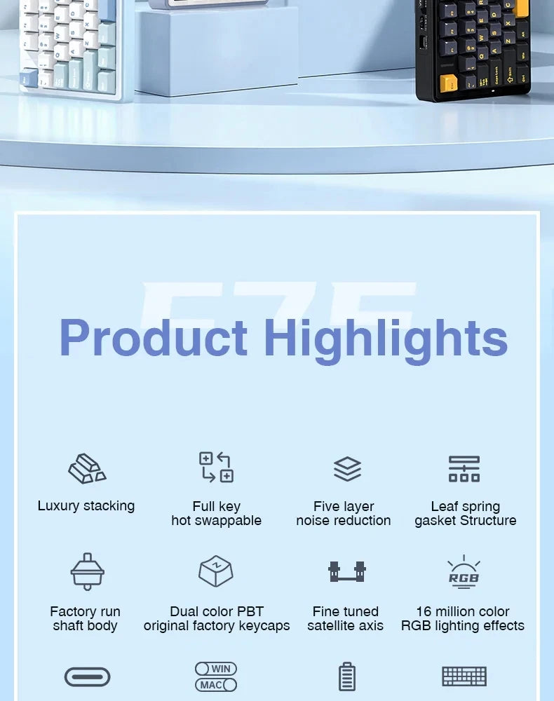 AULA F75 Wireless Gaming Mechanical Keyboard