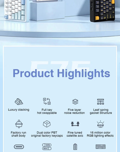 AULA F75 Wireless Gaming Mechanical Keyboard