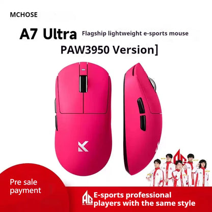 MCHOSE A7 Ultra Lightweight Wireless Bluetooth Mouse for Gaming And Office 3-Mode Professional Electronic Laptop Mouse Paw3395